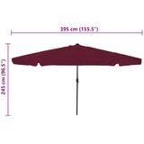  Vrtni suncobran Bordeaux Crvena 395 x 395 x 245 cm Poliester | shoptok.hr