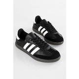 Shoeberry Women's Sambai Black and White Striped Flat Sneakers | shoptok.hr