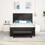  Postelja s škatlastim osnovnim delom z vzmetnico in klopjo črna 140x200 cm žamet | Shoptok.si