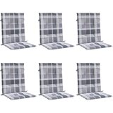  Jastuci za vrtne stolice 6 kom sivi karirani 100x50x3cm tkanine | shoptok.hr