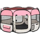  Sklopiva ogradica za pse s torbom za nošenje roza 110x110x58 cm | shoptok.hr