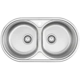 Inox sudoper s dva korita, 79x44x18 cm