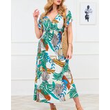 Resti White women's long dress with colorful floral pattern - Clothing | Shoptok.si