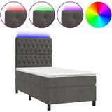  Box spring s madracem LED tamnosivi 80 x 200 cm baršun | shoptok.hr