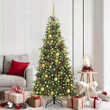  Umjetno božićno drvce s nogom s stalakom Zelena 180 cm PE i PVC - Zelena 180 cm s LED-ima i zlatnim/brončanim lopticama Cijene