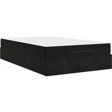 vidaXL Konstrukcija postelje z vzmetnico Črna 120 x 190 cm Žamet | Shoptok.si