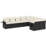 Maison Chic Seti vrtnega pohištva - Vrtna garnitura - Vrtni pohištvo set 9-delna z blazinami črn poli ratan, (21797753) | Shoptok.si