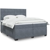 vidaXL Box spring postelja z vzmetnico temno siva 200x200 cm žamet, (21307670) | Shoptok.si