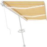 Tenda na ručno uvlačenje s LED svjetlom 600x300 cm žuto-bijela | shoptok.hr