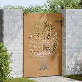  Vrtna vrata 85 x 150 cm od čelika COR-TEN s uzorkom stabla | shoptok.hr