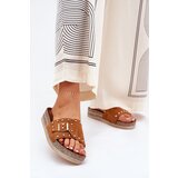 Boto Women&#039;s Platform Slippers With Buckle And Studs Camel Nusithia | Shoptok.si