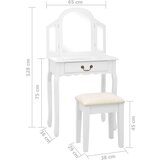  Mizica za ličenje s stolčkom bela 65x36x128cm pavlovnija in MDF, (20712899) | Shoptok.si