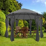 vidaXL paviljon z zavesami okrogel 3,5x2,7 m antracitne barve | Shoptok.si