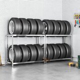 vidaXL Stalci za gume s 2 razine 2 kom srebrni 110x40x110 cm čelični | shoptok.hr