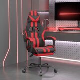  Okretna igraća stolica s osloncem crno-crvena od umjetne kože | shoptok.hr