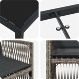 vidaXL vrtni blagovaonski set od 5 komada s jastučićima siva poli ratan, vrtni stol crn 80x80x73 cm temperirano staklo | shoptok.hr