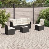  6-dijelni set vrtnih sofa s jastucima crni od poliratana | shoptok.hr