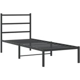  Metalni okvir za krevet s uzglavljem crni 75x190 cm | shoptok.hr