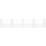 vidaXL Gabion košara U-oblike s 5 stebri železo 500x20x100 cm | Shoptok.si