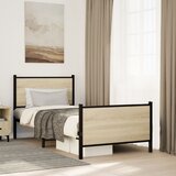 Maison Chic Kovinski Posteljni okvir - Enojna postelja - Postelja za odrasle brez vzmetnice sonoma hrast 80x200 cm, (21695966) | Shoptok.si