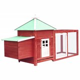 vidaXL Kokošinjac crveni 190 x 72 x 102 cm od masivne jelovine | shoptok.hr