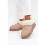 Boto Leather Suede Snow Boots Women with Fur Beige Mivelle | Shoptok.si