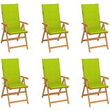 The Living Store Vrtni stoli 6 kosov s svetlo zelenimi blazinami trdna tikovina - Vrtni Stol, (21479415) | Shoptok.si