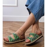 Gemre Green ethnic flip-flops with buckles on straps Zebrina | ePonuda.com