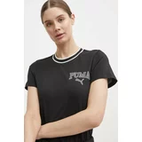 Puma Bombažna kratka majica SQUAD ženska, črna barva, 677897
