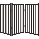 vidaXL Vrata za pse zložljiva 3 paneli črna 150 cm topolovina | Shoptok.si