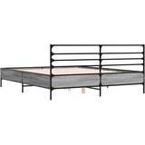  Okvir za krevet boja hrasta 150x200cm konstruirano drvo i metal Siva 150 x 200 cm | shoptok.hr