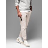 Ombre Men's sweatpants with ribbed cuffs and decorative zipper - sand | Shoptok.si