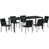  Vrtni set za objed 7 pcs Crna i Siva PE ratan | Eponuda.com