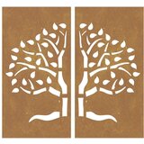 vidaXL Vrtni zidni ukrasi 2 kom 105x55 cm čelik COR-TEN uzorak stabla | shoptok.hr
