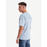 Ombre Men's cotton T-shirt with delicate embroidery - cream | shoptok.hr