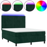  box spring s madracem LED tamnozeleni 140x190 cm baršun | shoptok.hr