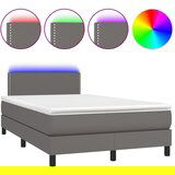 Maison Chic Box spring postelja - Vzmetna postelja z vzmetnico LED siva 120x200cm umetno usnje SL2908, (21905897) | Shoptok.si