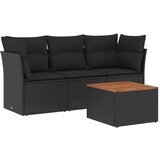 Maison Chic Seti vrtnega pohištva - Vrtna garnitura - Vrtni pohištvo set 4-delna z blazinami črna poli ratan, (21809700) | Shoptok.si