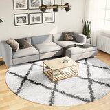  Čupavi tepih PAMPLONA visoka vlakna moderni krem-crni Ø 280 cm | shoptok.hr