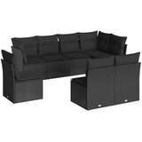 Maison Chic Seti vrtnega pohištva - Vrtna garnitura - Vrtni pohištvo set 8-delna z blazinami črn poli ratan, (21799063) | Shoptok.si