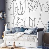  Foto tapeta - Cat lineart - minimalist sketches of black cats on white background 350x256 Vodootporna | shoptok.hr