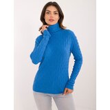 Fashion Hunters blue women's turtleneck with shiny thread