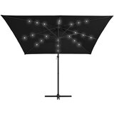 In Konzolni suncobran s čeličnom šipkom LED 250 x 250 cm crni | shoptok.hr