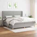 Maison Chic Box spring postelja - Vzmetna postelja z vzmetnico svetlo siva 200x200 cm blago SL1174, (21910173) | Shoptok.si