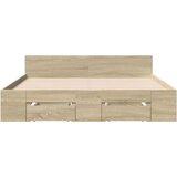 vidaXL Posteljni okvir s predali sonoma hrast 150x200cm inženirski les | Shoptok.si