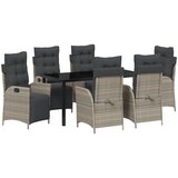 vidaXL 7-delni vrtni jedilni set svetlo siv poli ratan | Shoptok.si