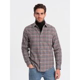Ombre Men's checkered flannel shirt - navy blue and red Cijene