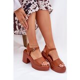Boto Women's Sandals On Chunky Heel And Platform Made Of Eco Leather Camel Korlevia | shoptok.hr