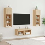 vidaXL 4-dijelni zidni TV ormarići s LED svjetlima boja hrasta sonome | shoptok.hr