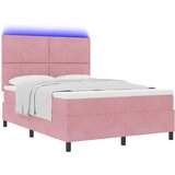  LED Box Spring Krevet Ružičasta 140 x 200 cm Baršun | shoptok.hr